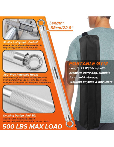 Barra de Resistencia TESLANG 500 LBS con Bandas y Accesorios