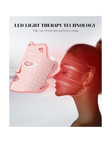 Máscara de Luz LED Rosa SDKWDH para Cuidado Facial 7 Colores