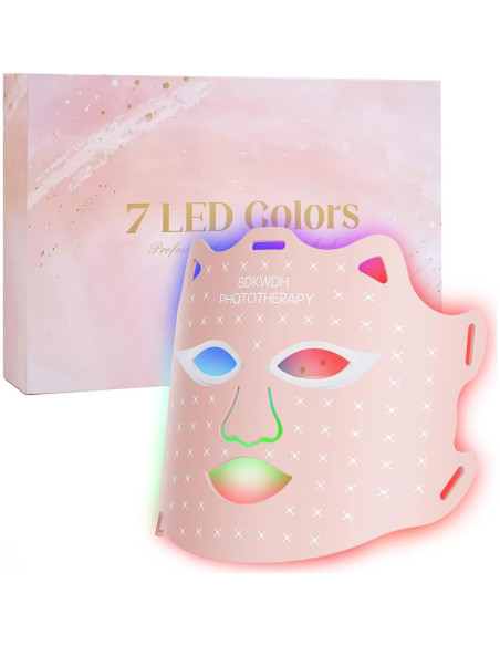 Máscara de Luz LED Rosa SDKWDH para Cuidado Facial 7 Colores