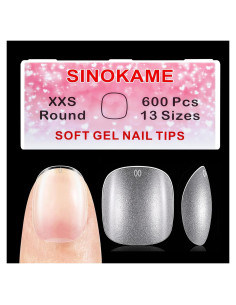Consejos de Uñas de Gel Redondos SINOKAME 600 Piezas Extra Cortos