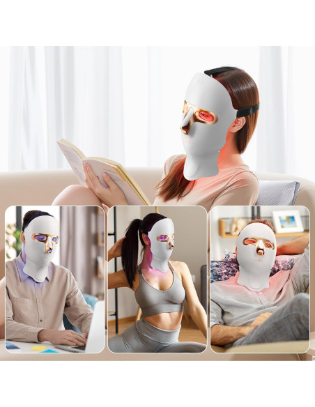 Máscara de Terapia de Luz Roja ONLUKY 120 LED Inalámbrica