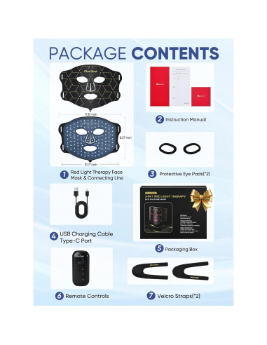 Máscara de Terapia de Luz Roja GlowSeek E100B-2 para Piel