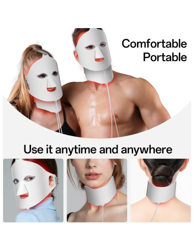 Máscara de Luz Roja Facego para Cara y Cuello - 7 Colores, Portátil