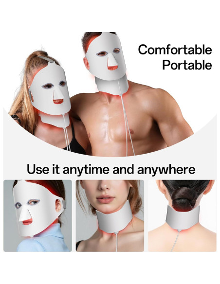 Máscara de Luz Roja Facego para Cara y Cuello - 7 Colores, Portátil