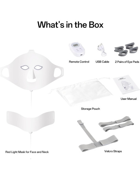 Máscara de Luz Roja Facego para Cara y Cuello - 7 Colores, Portátil