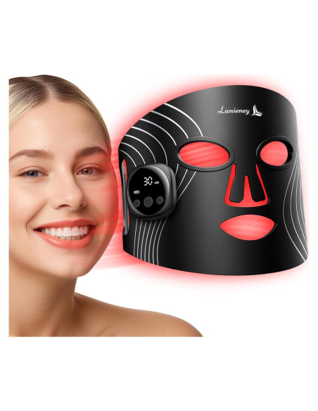 Máscara de Terapia de Luz Roja Lanieney Inalámbrica 4 Modos