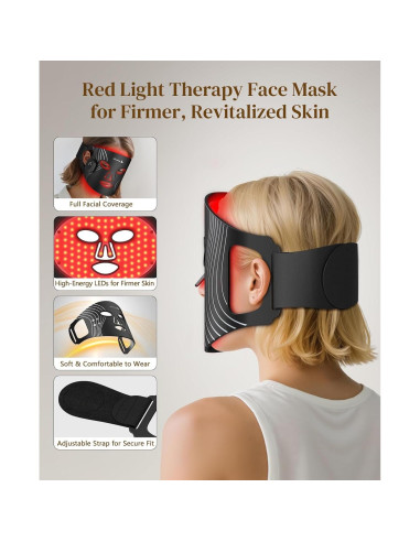 Máscara de Terapia de Luz Roja Lanieney Inalámbrica 4 Modos