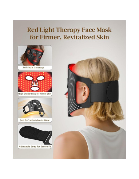 Máscara de Terapia de Luz Roja Lanieney Inalámbrica 4 Modos