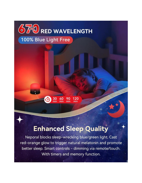 Lámpara Luz Roja Inteligente Neporal 670nm Regulable con Control Remoto