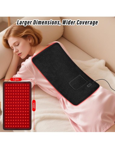 Almohadilla de Terapia de Luz Roja Qtyspdct 50.8x30.5cm LED 660nm 850nm