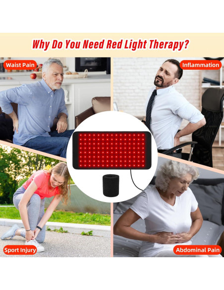 Almohadilla de Terapia de Luz Roja Qtyspdct 40.6x20.1cm 660nm 850nm
