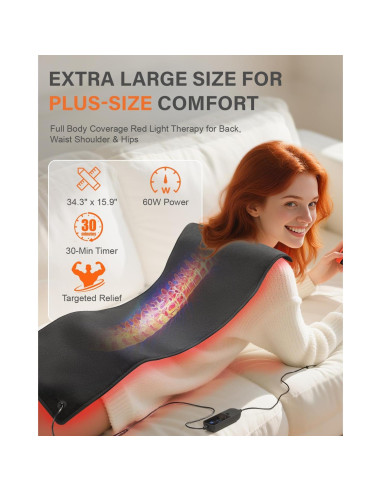 Alfombrilla de Terapia de Luz Roja Rikimxin 87.2x40.4cm 406 LEDs