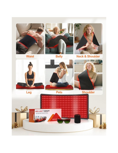 Alfombrilla de Terapia de Luz Roja Rikimxin 87.2x40.4cm 406 LEDs