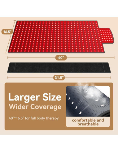 Alfombra de Terapia de Luz Roja Vortro 101.6x41.9cm 420LEDs