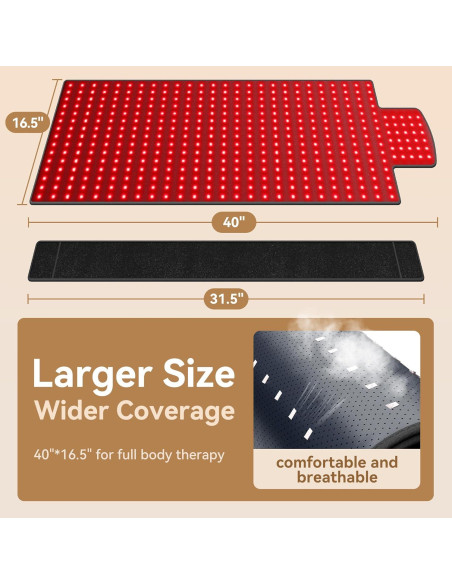 Alfombra de Terapia de Luz Roja Vortro 101.6x41.9cm 420LEDs