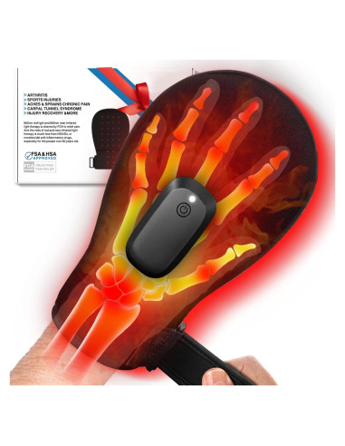 Guante Terapia Luz Roja Inalámbrico PEEWF para Manos - Alivio Artritis
