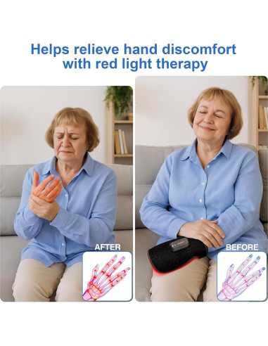 Guante Terapia Luz Roja Inalámbrico PEEWF para Manos - Alivio Artritis