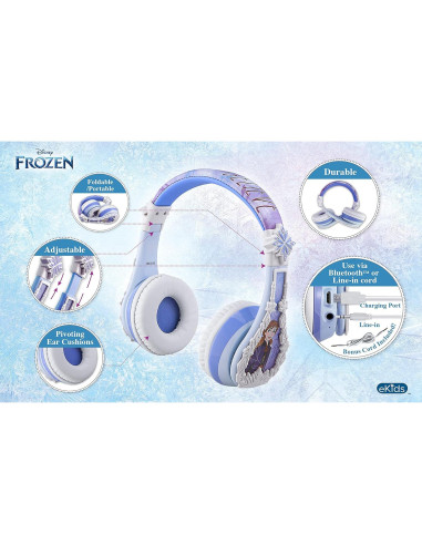 Auriculares Bluetooth eKids Frozen 2 con micrófono y volumen seguro