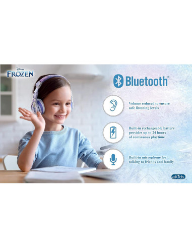 Auriculares Bluetooth eKids Frozen 2 con micrófono y volumen seguro