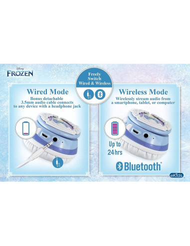 Auriculares Bluetooth eKids Frozen 2 con micrófono y volumen seguro