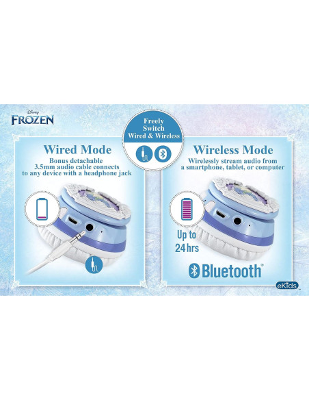 Auriculares Bluetooth eKids Frozen 2 con micrófono y volumen seguro