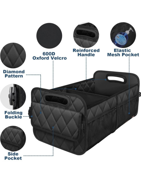 Organizador de Maletero de Coche Olosar Mediano Negro Impermeable
