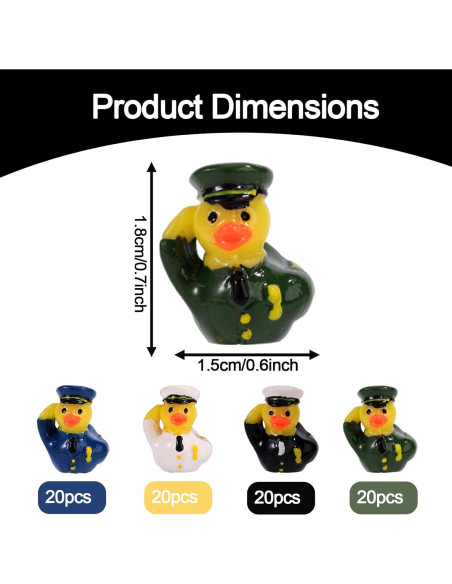 80 Mini Patos de Resina Militar Lyreh - Decoración Jardín
