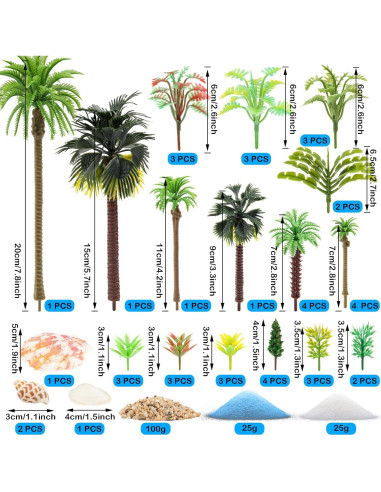 50PCS Miniaturas Palmeras y Árboles de Coco para DIY
