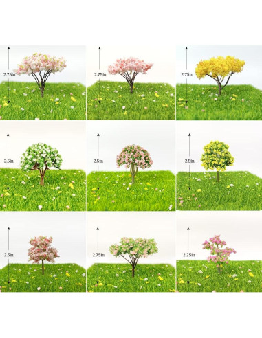 18 Árboles Miniatura de Flores Kayzyue para Jardín y Dioramas