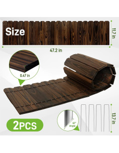 Borde de Jardín de Madera 30 cm H x 119.4 cm L - 2 Paquetes 2