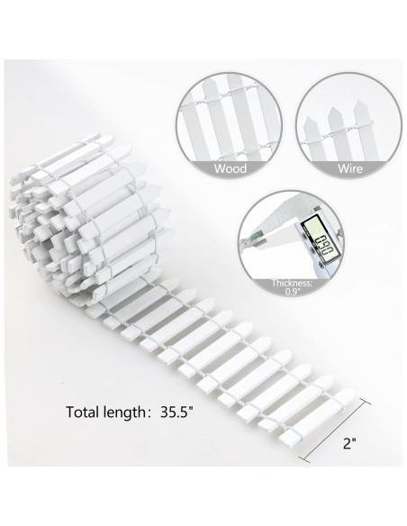 Mini Valla de Jardín de Hadas HOSEASCA 90.17x5.08 cm Blanca