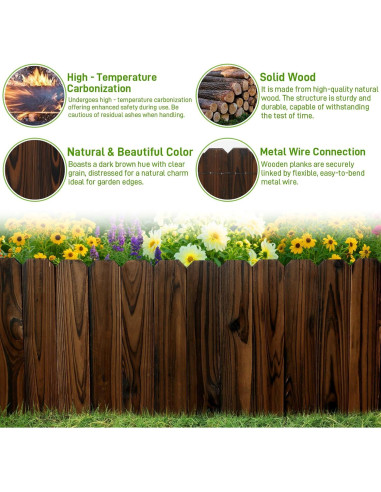 Borde de Jardín de Madera 30 cm H x 119.4 cm L - 2 Paquetes