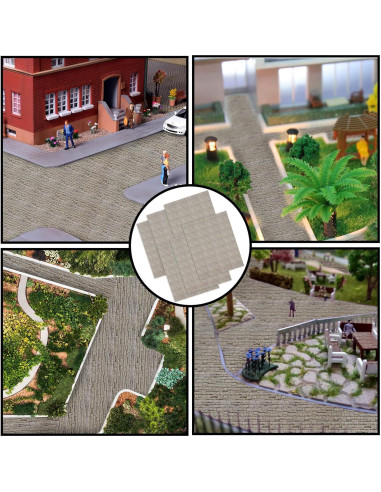 6 Pcs Alfombrillas de Pueblo Warmtree Ladrillo Gris Autoadhesivas