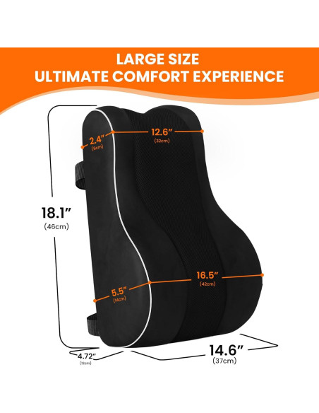 Almohada Lumbar Ergonómica CloudBliss - Espuma Viscoelástica Negra