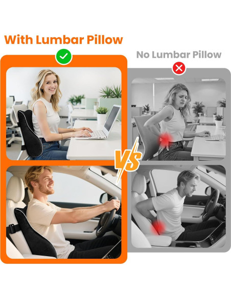 Almohada Lumbar Ergonómica CloudBliss - Espuma Viscoelástica Negra