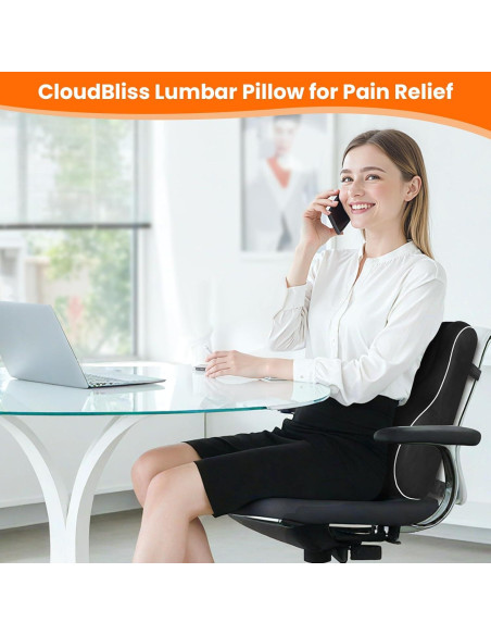 Almohada Lumbar Ergonómica CloudBliss - Espuma Viscoelástica Negra