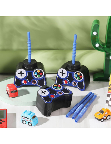 Vasos de Fiesta Gamer Mifoci 12 Pcs 295ml con Pajilla y Tapa