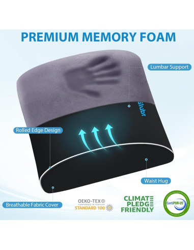 Cojín Lumbar Ergonómico SweetSlubr Negro con Correas Ajustables