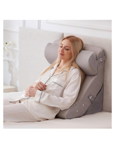 Juego de Almohadas en Cuña Ajustable 3 Piezas Ruqmuis Gris