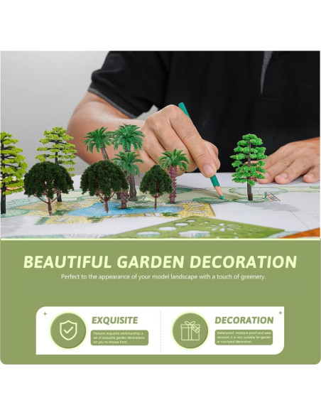 20 Árboles Miniatura Falsos DOITOOL para Escenografía Verde