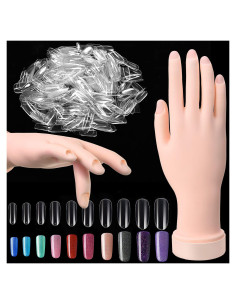 Mano de Práctica de Silicona Flexible BBTO + 500 Uñas Falsas