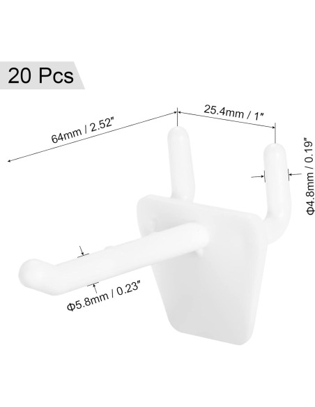Ganchos de Tablero de Plástico MECCANIXITY 5 cm - Paquete de 20