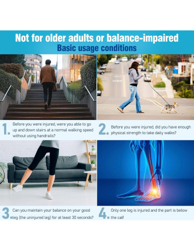 Muleta Sin Manos Threemart para Lesiones de Pie - Negro