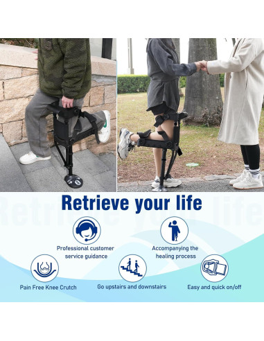 Muleta Sin Manos Threemart para Lesiones de Pie - Negro