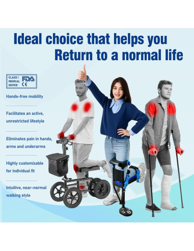 Muleta Sin Manos Threemart para Lesiones de Pie - Negro