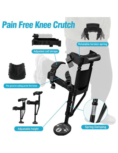 Muleta Sin Manos Threemart para Lesiones de Pie - Negro