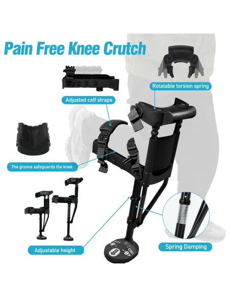 Muleta Sin Manos Threemart para Lesiones de Pie - Negro