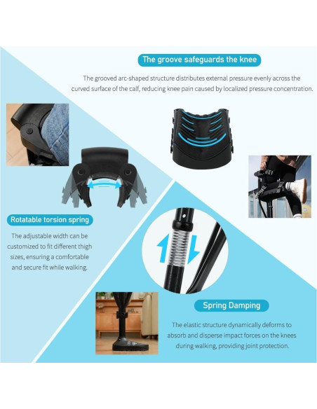 Muleta Sin Manos Threemart para Lesiones de Pie - Negro