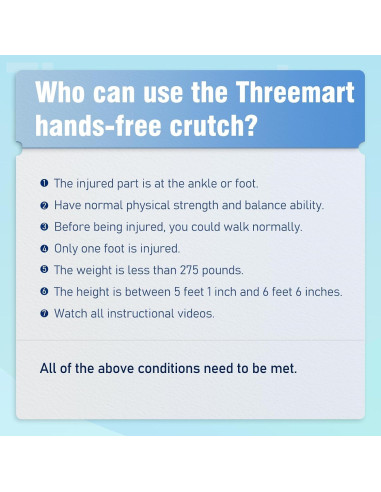 Muleta Sin Manos Threemart para Lesiones de Pie - Negro