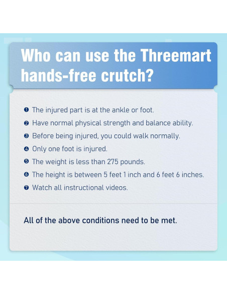 Muleta Sin Manos Threemart para Lesiones de Pie - Negro